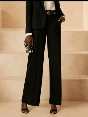 Banana Republic Wide Leg High Rise Brushed Pintuck Trouser